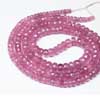 Natural Pink Sapphire Faceted Roundel beads StrandLength 9 Inches and Size 3mm to 5mm Approx. Sapphire is a gemstone variety of Corrundum species. It comes in different color variety of green, blue, red, orange, pink and others. 